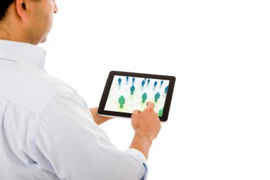 Man with a tablet computer clipart