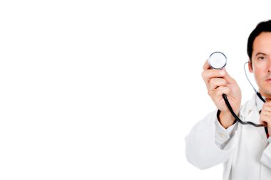 Doctor handling his stethoscope clipart