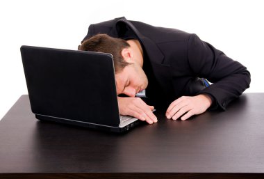 Tired young businessman clipart