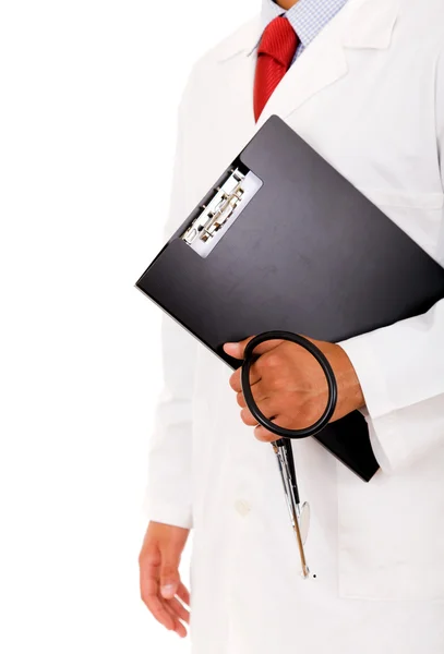 Közelről, az orvos stethoscop és a notebook. Elkülönítése — Stock Fotó