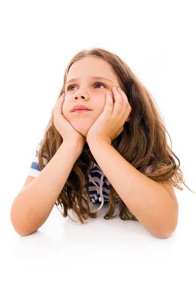 Lovely little girl looking for a drawing concept — Stock Photo, Image