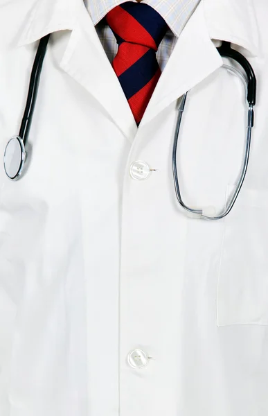 Gros plan d'un manteau blanc de laboratoire de médecins . — Photo