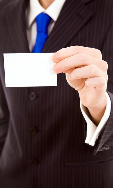 Mão de homem de negócios mostrando cartão de visita — Fotografia de Stock