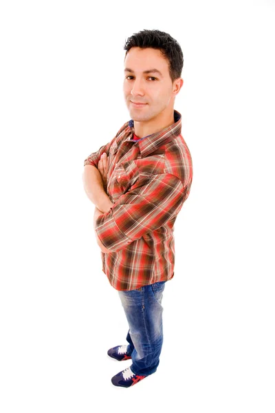 Celotělový mladý muž v bílém pozadí — Stock fotografie
