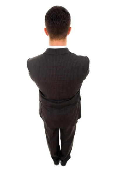 Vista superior de um homem de negócios yong a partir das costas, isolado em branco — Fotografia de Stock