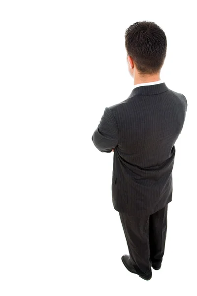 Yong homem de negócios das costas, isolado em branco — Fotografia de Stock