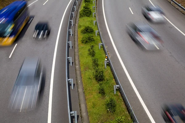 stock image Highway with lots of car in motion