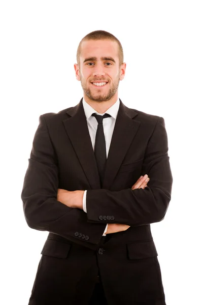 Joven hombre de negocios retrato aislado en blanco — Foto de Stock