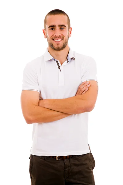 Portrait of happy smiling man, isolated on white — Stock Photo, Image