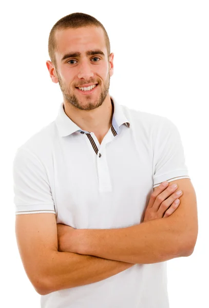 Portrait of happy young smiling man, isolated on white — Stock Photo, Image