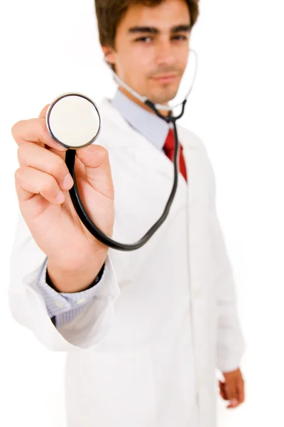 Doctor handling his stethoscope. — Stock Photo, Image