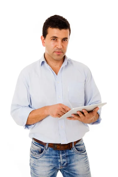 Man with a tablet computer — Stock Photo, Image