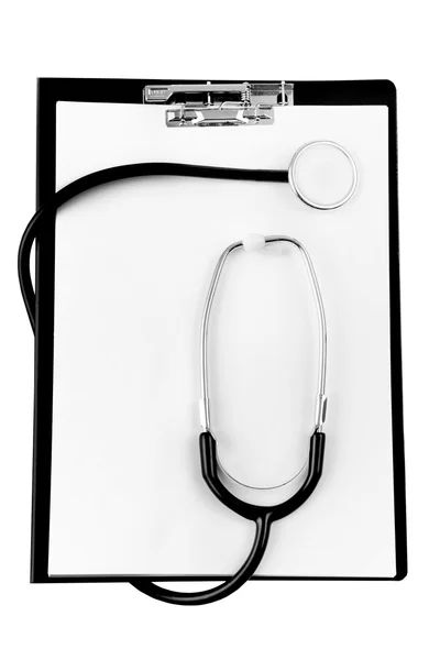 Prázdná schránka a stetoskopem — Stock fotografie
