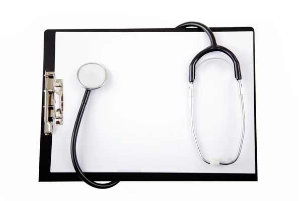 Schowek pusty i stetoskop — Zdjęcie stockowe