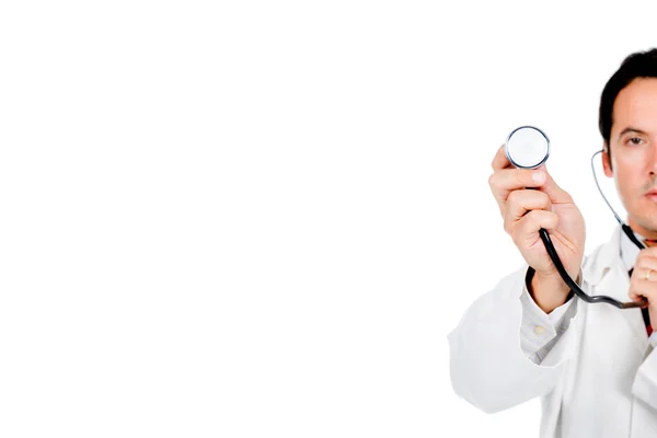 Arzt hantiert mit seinem Stethoskop — Stockfoto