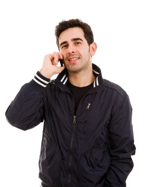 전화 통화 하는 잘생긴 젊은 남자 — 스톡 사진