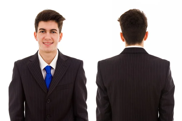 Visão frontal e traseira de um jovem homem de negócios — Fotografia de Stock