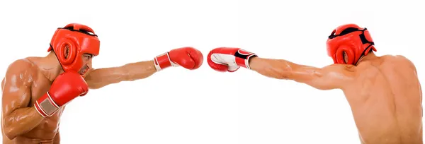 Front and back of a young boxer fighter — Stock Photo, Image
