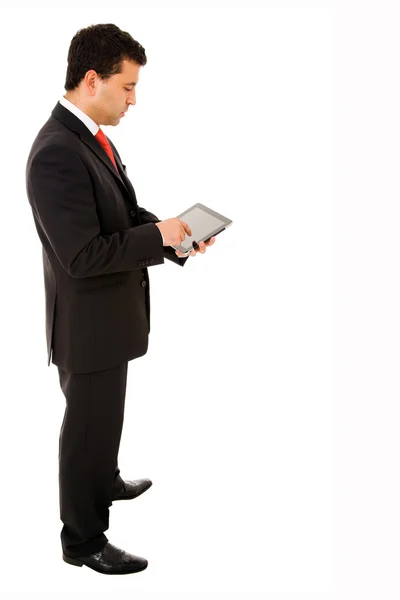 Jeune homme d'affaires utilisant une tablette pc — Photo