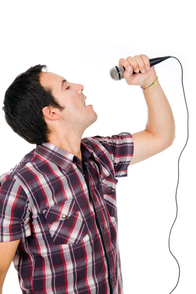 Handsome young man singing — Stock Photo, Image