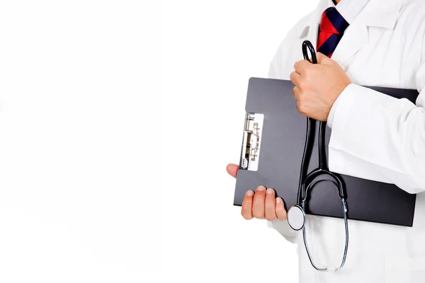 Un medico con stethoscop e notebook — Foto Stock