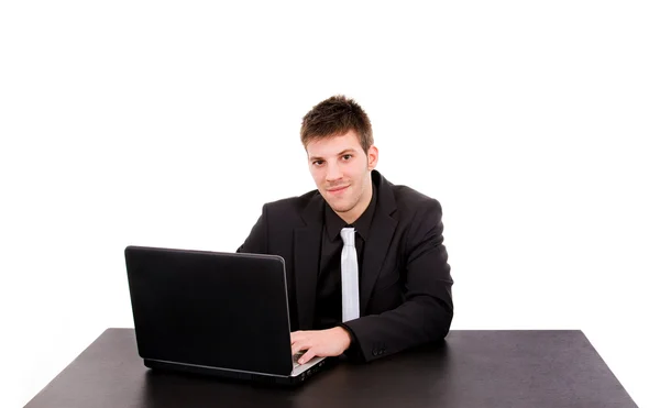 Homem de negócios trabalhando com é laptop — Fotografia de Stock
