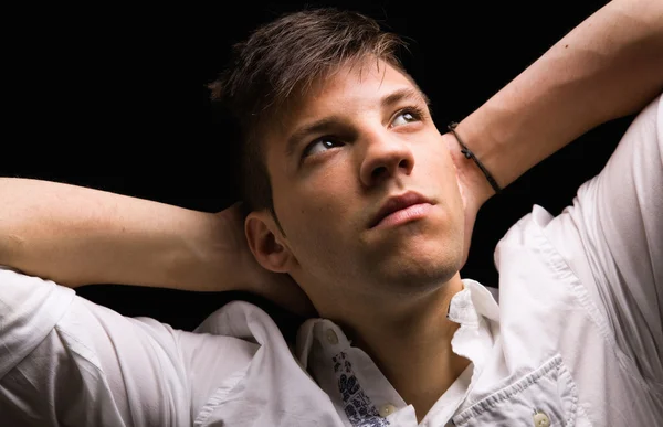 Thoughtful pensive young man — Stock Photo, Image