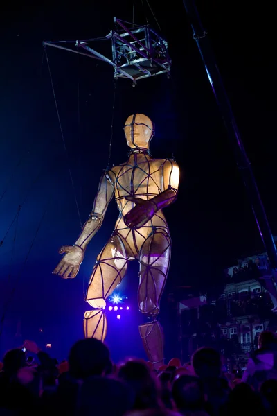 Guimaraes, Portugalsko - 21. ledna: obrovská postava figuríny d Stock Obrázky