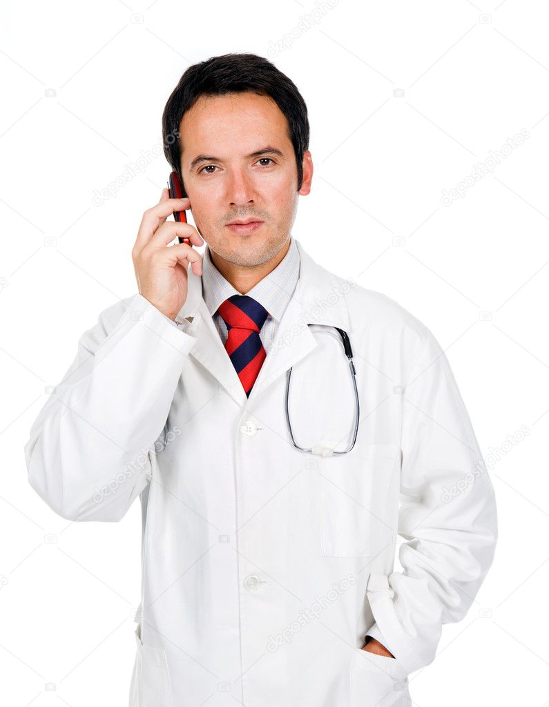 Young doctor talking on the phone