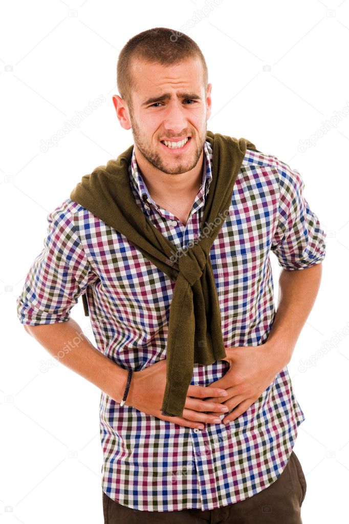 Man with strong stomach pain