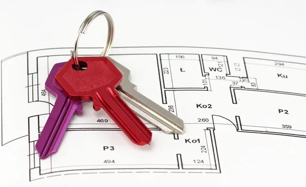 Keys whit home on plan Stock Image