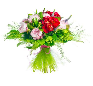 Bouquet of paeonia, veronica, eremurus, godetia clipart