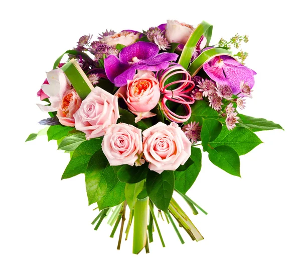 Buquê de rosa, peônia e orquídea — Fotografia de Stock