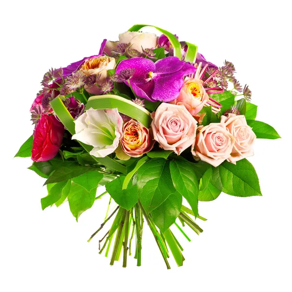 Bouquet di rosa, peonia e orchidea — Foto Stock