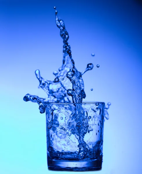 Splash of water in a glass — стоковое фото
