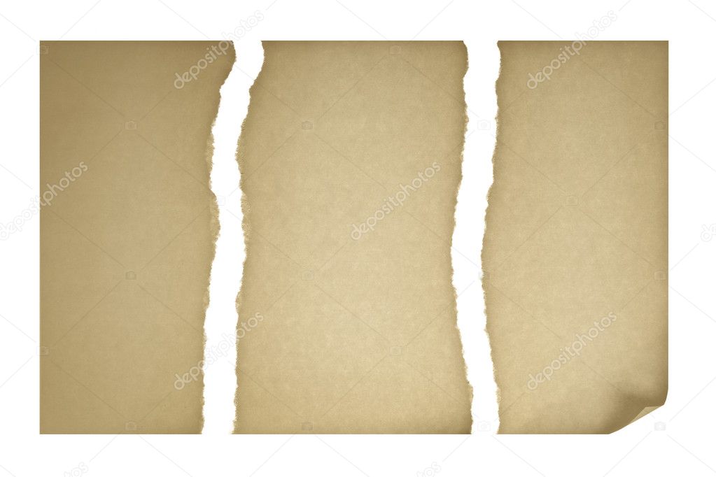 Old paper torn into three pieces