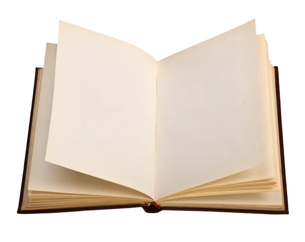 Vecchio libro aperto con pagine bianche — Foto Stock