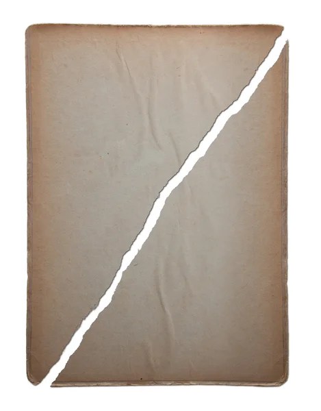 Vecchio pezzo di carta strappato in due pezzi diagonali — Foto Stock