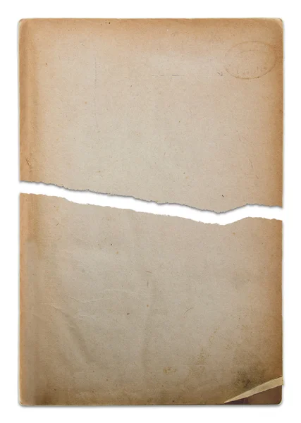 Starý papír, roztrhané na dva kusy — Stock fotografie