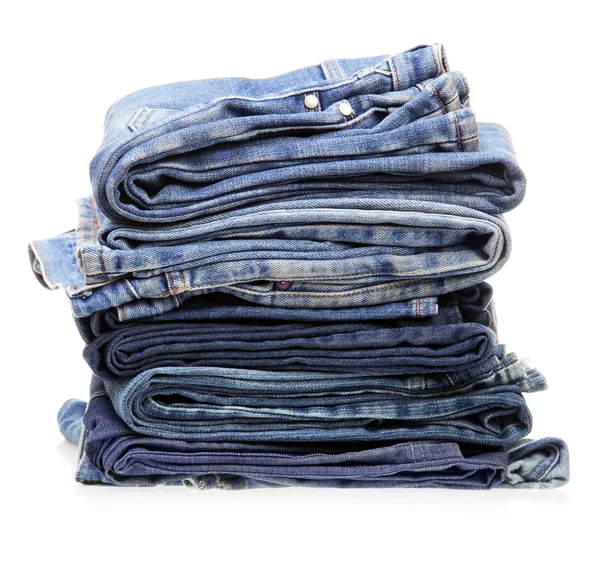 Zásobník modré džínové oblečení — Stock fotografie