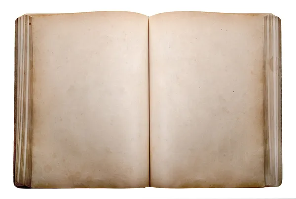 Old book with blank yellow stained pages — Stock Photo, Image