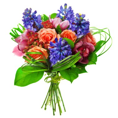 Bouquet of roses, lily and geatsint clipart