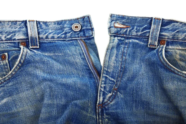 Rozepnuté modré džíny — Stock fotografie
