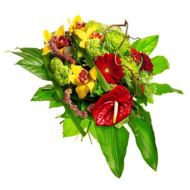 Bouquet of gerberas, lily and anthurium clipart