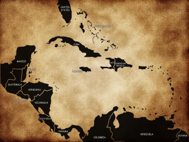 Map of Caribbean Islands clipart