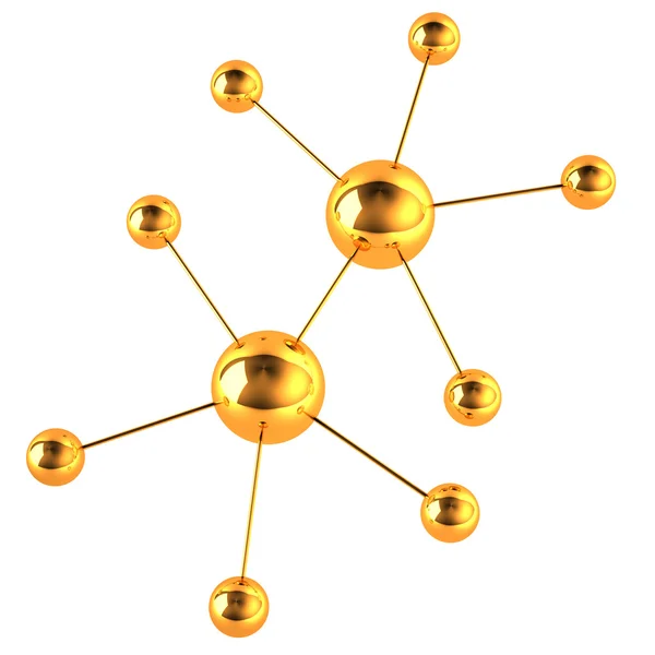 Золота модель молекули — стокове фото