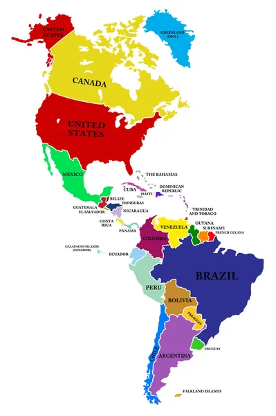 A Térkép Észak és Dél-Amerika Stock Kép