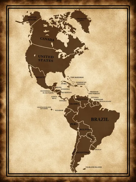 지도 북쪽 그리고 남아메리카 — 스톡 사진