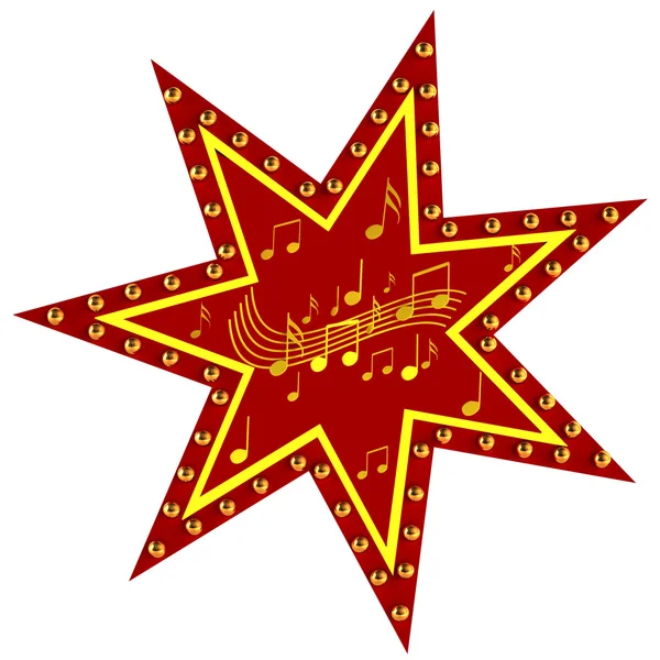 Estrela Vermelha com notas — Fotografia de Stock