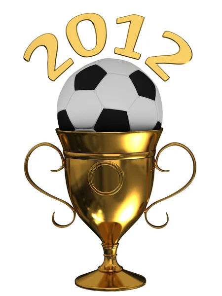Cup and soccer ball — Stock Photo, Image
